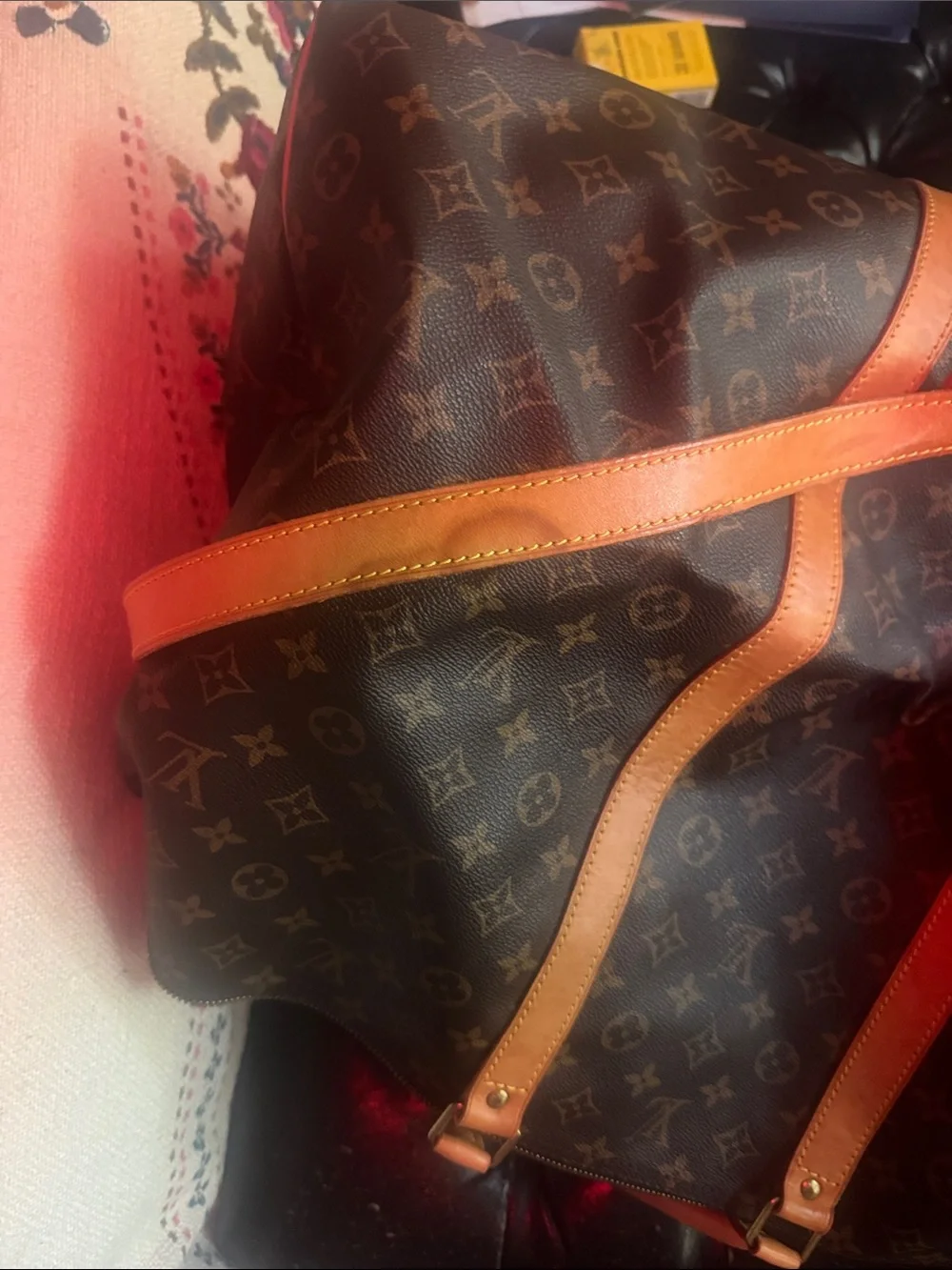 Louis Vuitton Monogram Canvas Duffel with Tan Leather Trim